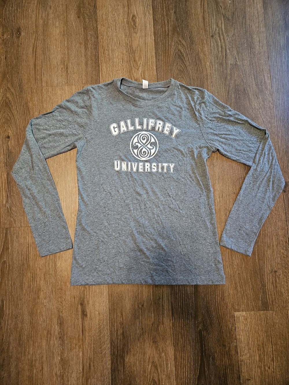 Gray Gallifrey University Long Sleeve Tee Shirt Dr Who Theme Women's Medium